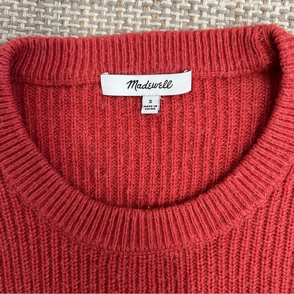 Madewell Dark Pink/Red Knit Crewneck Sweater with Pocket - Picture 5 of 5